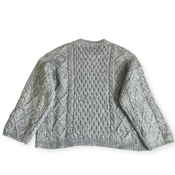 American Eagle Fisherman Sweater Wool blend Chunky Cable Knit Gray mens XL cozy - Picture 4 of 5